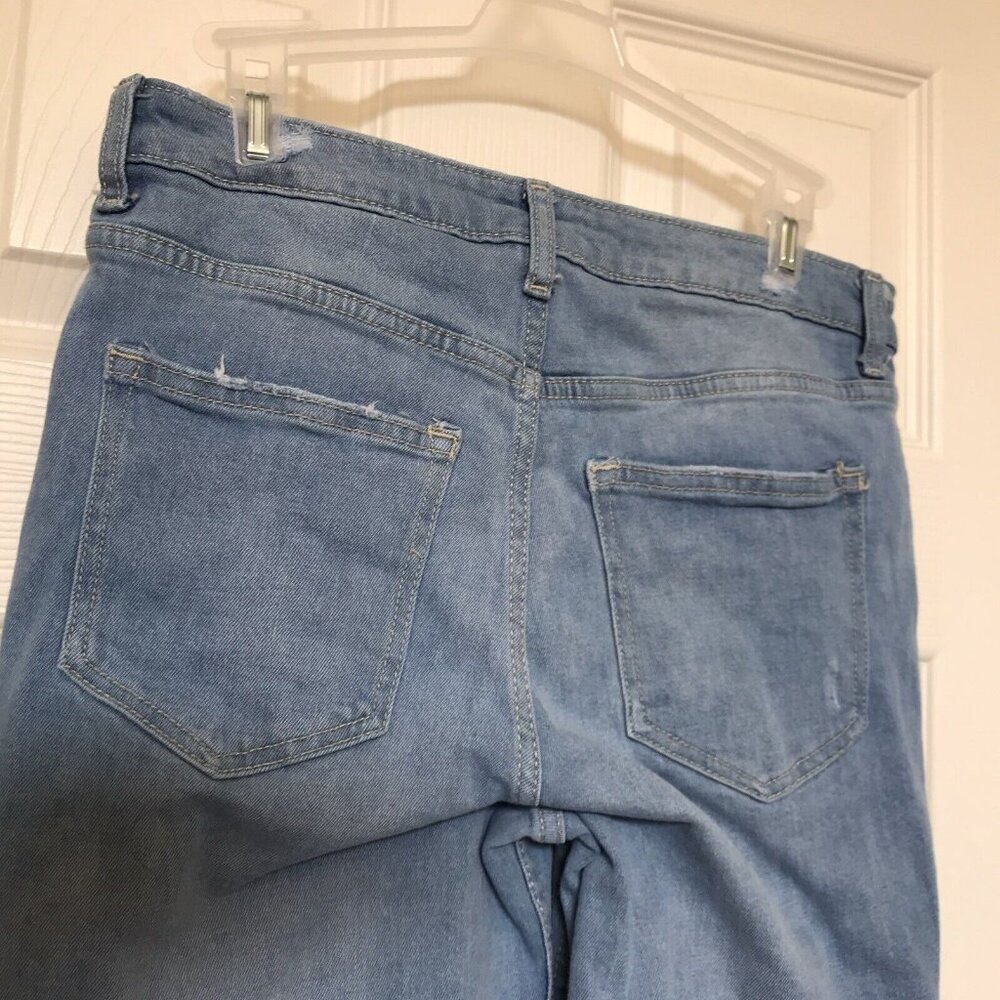 Divided H & M Distressed Light Blue Denim Crop Skinny Jeans Size 6 Destroyed Hem - Picture 9 of 10